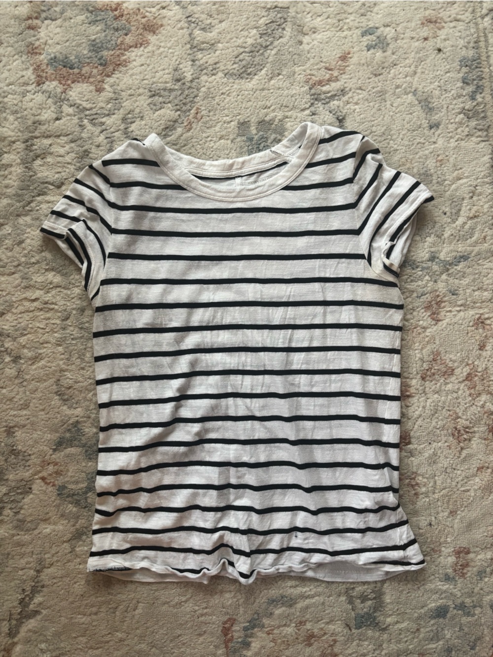 Banana Republic Cozy Slub Tee white and black stripes